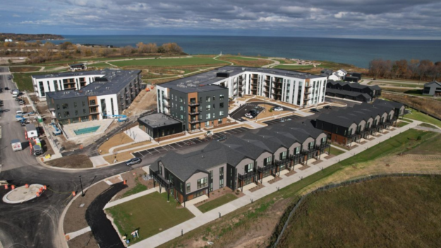 Completed Coast apartment buildings at Lakeshore Commons